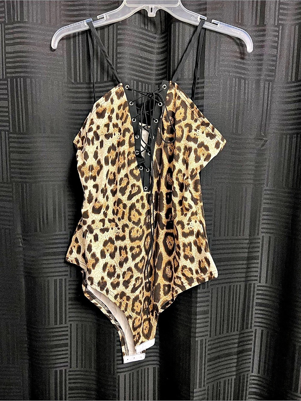 SHEIN Leopard Print Lace-Up One Piece Size 0XL Like New
